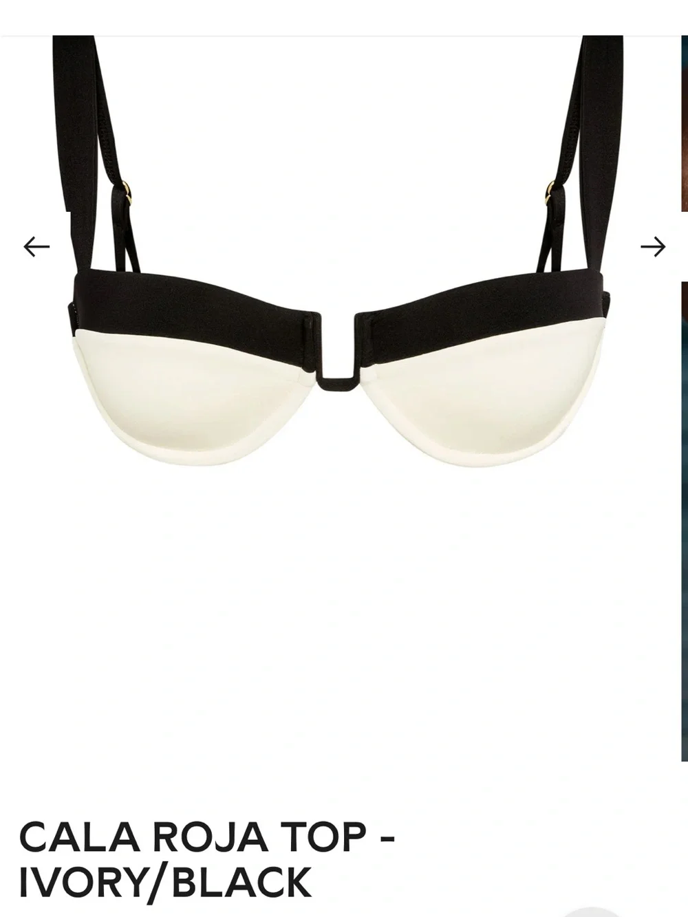 NWT Monday Swimwear Two-Tone Black & Cream Underwire Bikini Top